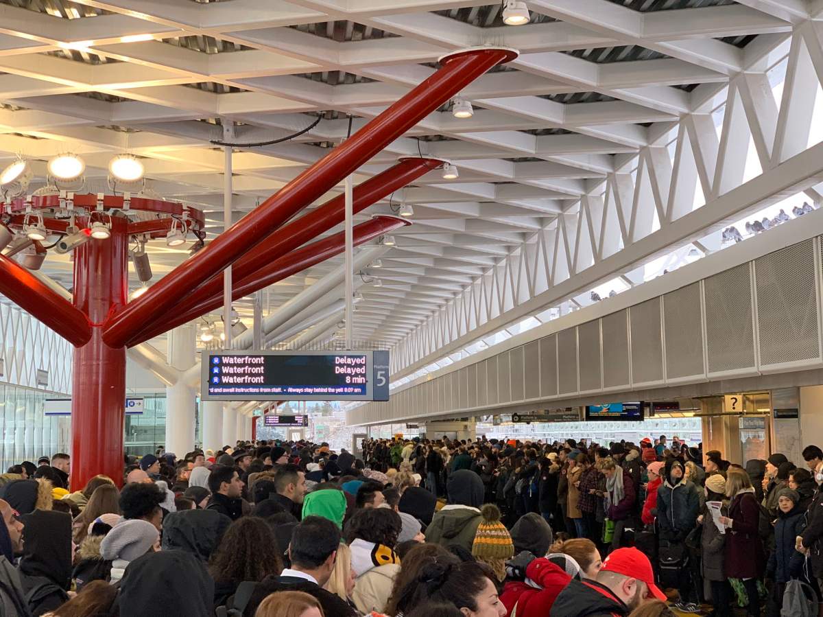 Despite opening both sides of the platform, these are the crowds on Monday morning. Credit: Michael Phang