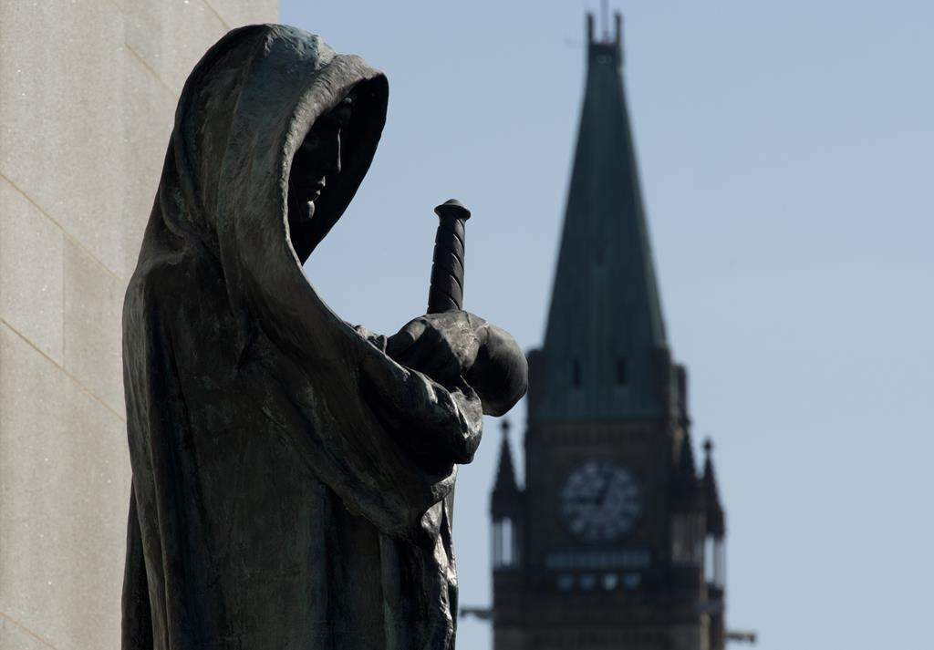 Veritas (Truth) guards the entrance of the Supreme Court of Canada in Ottawa.