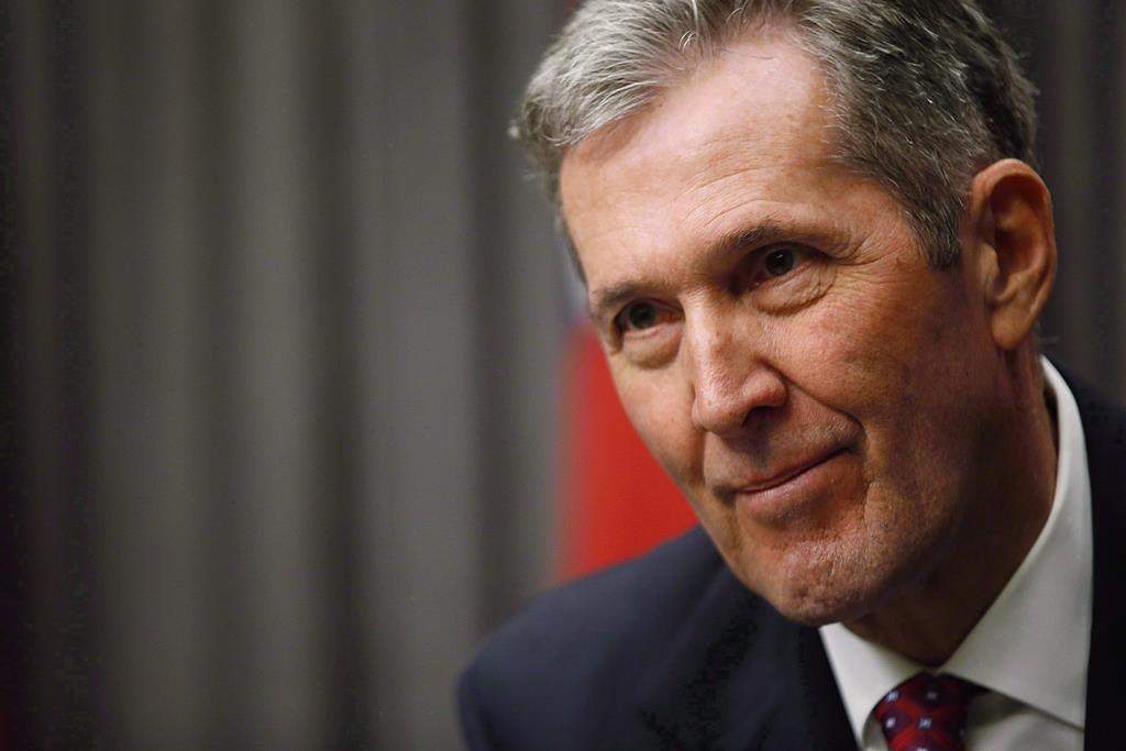 Manitoba Premier Brian Pallister speaks to media after the reading of the throne speech at the Manitoba Legislature in Winnipeg, Tuesday, Nov. 20, 2018.