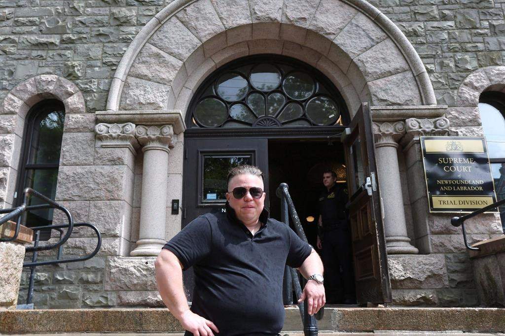 Gemma Hickey stands on the steps of the Supreme Court in St. John's NL on Friday on June 23, 2017.