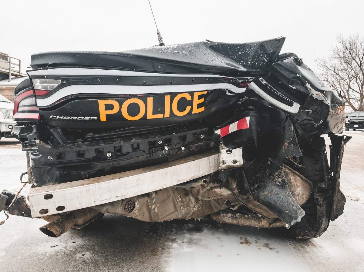 Napanee OPP cruiser damaged after multi-tractor-trailer collision on Hwy. 401 - image