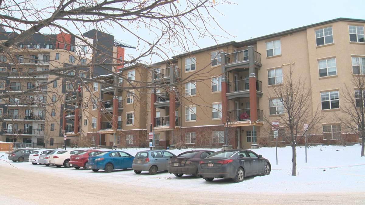 Police investigate a shooting at an apartment suite in the area of 114 Street and Ellerslie Road Saturday, Feb. 9, 2019.