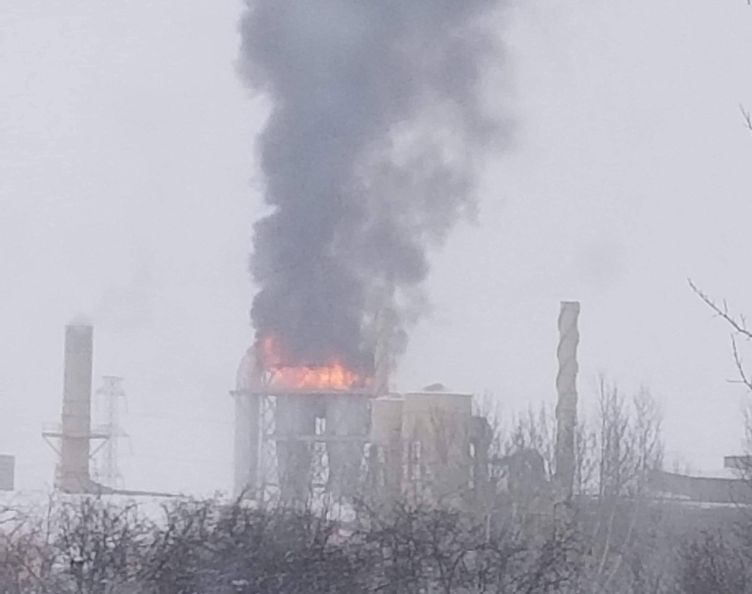 Flames and smoking can be seen at an energy plant near Entwistle, Alta. Monday, Feb. 11, 2019.