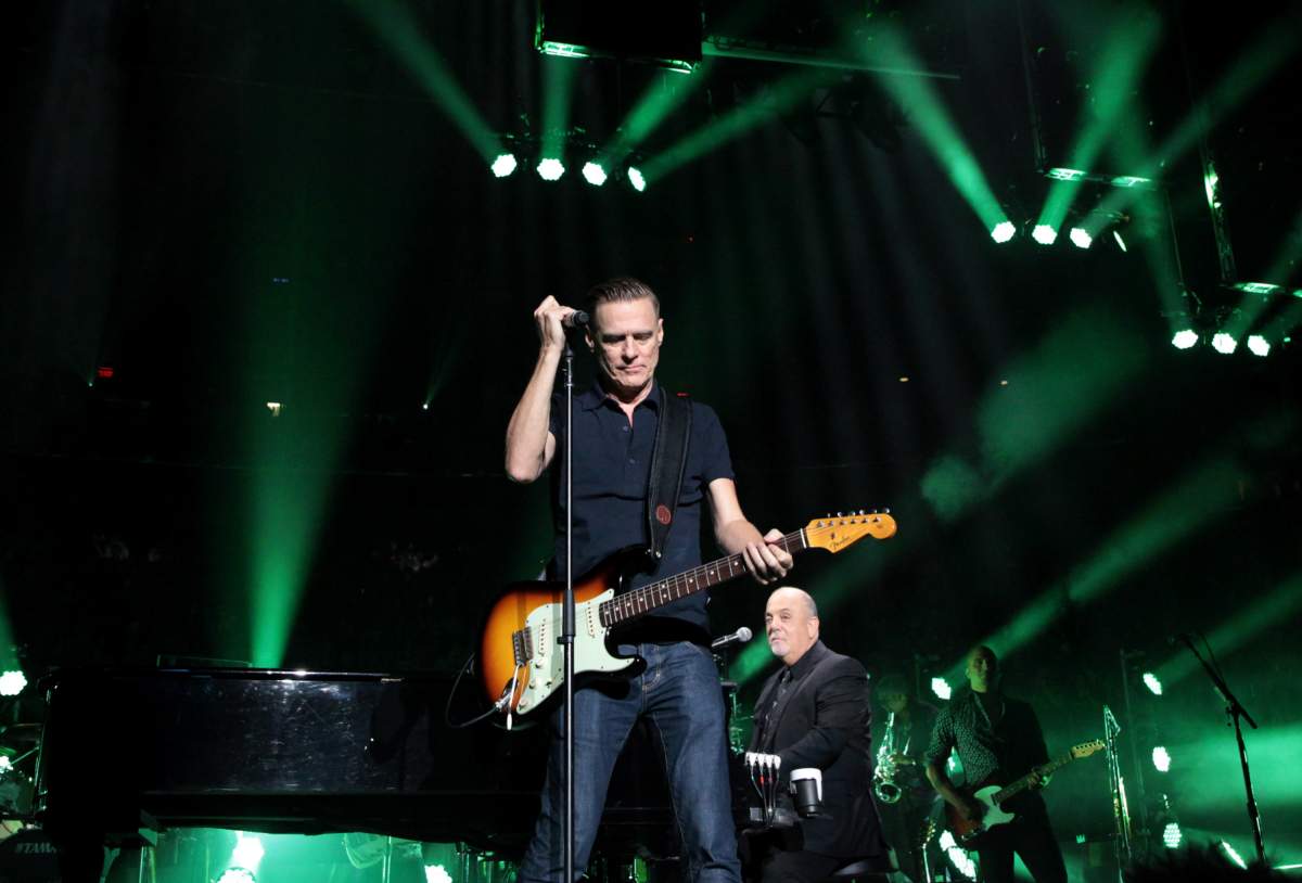 Bryan Adams and Billy Joel perform onstage during the 55th consecutive show of Billy Joel’s residency at Madison Square Garden on Aug. 23, 2018 in New York City.