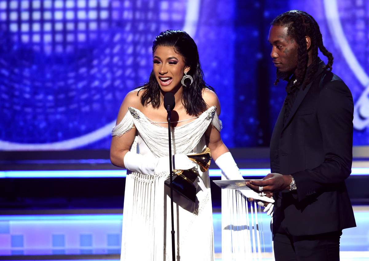 Cardi B (L) and Offset accept the Best Rap Album for ‘Invasion of Privacy’ onstage during the 61st Annual Grammy Awards at Staples Center on Feb. 10, 2019, in Los Angeles, Calif.