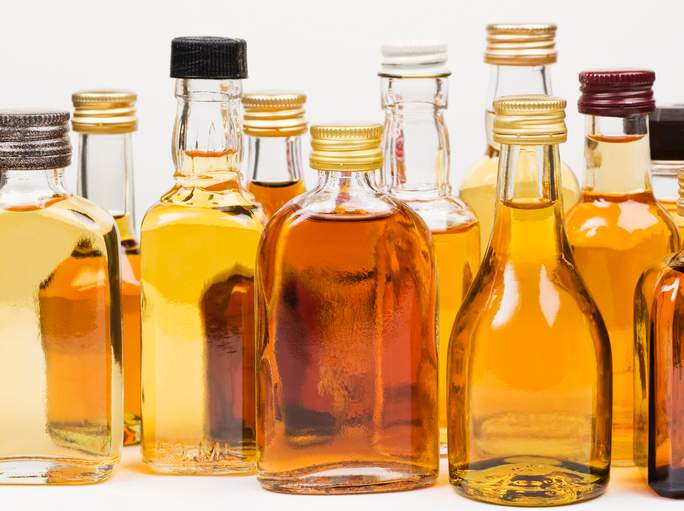 Hard liqueur alcohol bottles are shown in this file photo. 