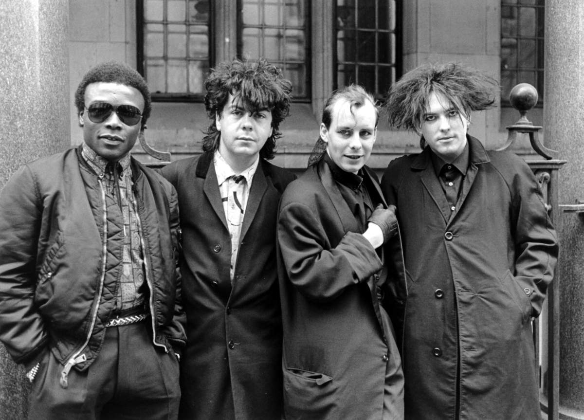 The Cure, (L-R) Andy Anderson, Laurence “Lol” Tolhurst, Paul “Porl” Thompson and Robert Smith in 1984.