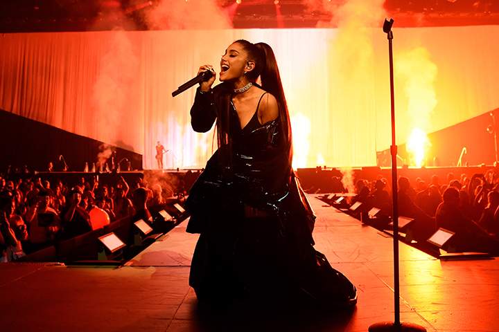 Ariana Grande performs on stage during the 'Dangerous Woman' tour opener at Talking Stick Resort Arena on Feb. 3, 2017 in Phoenix, Ariz.