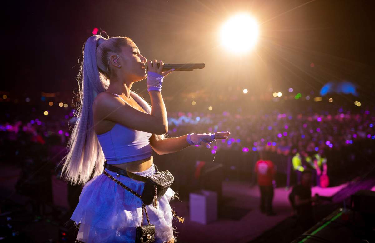 Ariana Grande performs with Kygo onstage during the 2018 Coachella Valley Music And Arts Festival at the Empire Polo Field on April 20, 2018, in Indio, Calif.