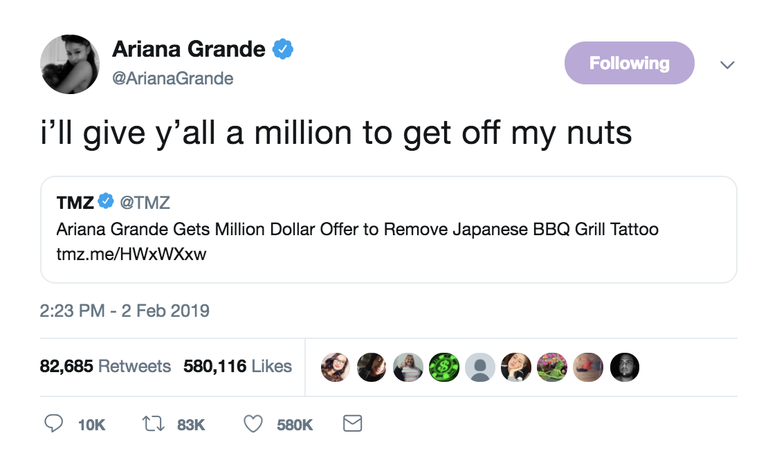 Ariana Grande responds to accusations of cultural appropriation over Japanese tattoo - image