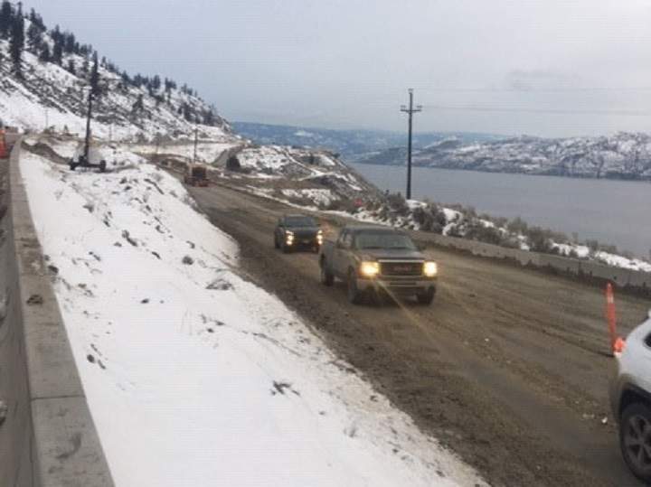 Traffic along the Callan Road detour on Tuesday, Feb. 15, 2019.