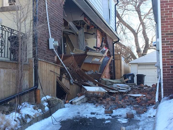 Part of this Scarborough home collapsed on Saturday. Toronto firefighters say the home was under renovation.