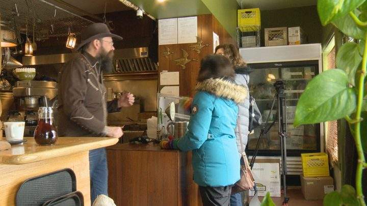 Neil McDonald, owner of Hunter Gatherer Vegetarian Diner, said someone broke into his restaurant Wednesday night, stealing money, alcohol and a sound system.