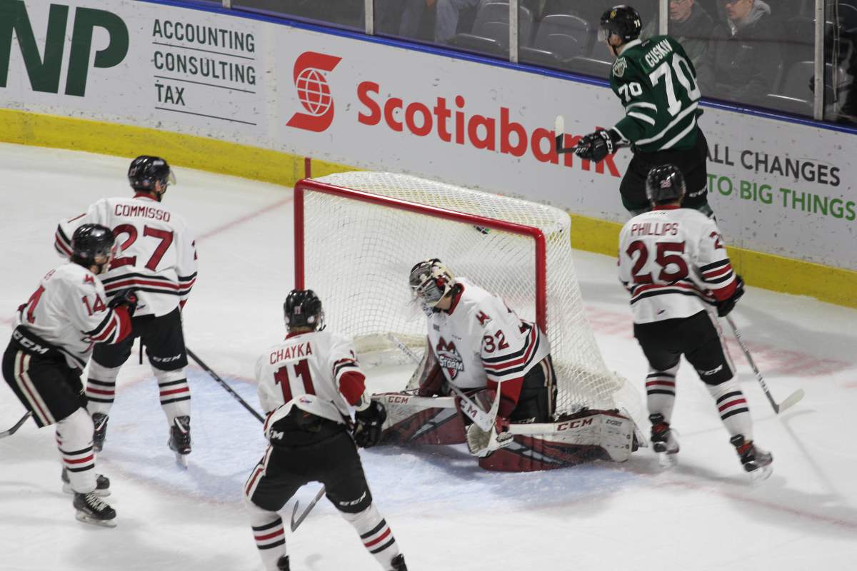 Matvey Guskov opens the scoring for the London Knights.