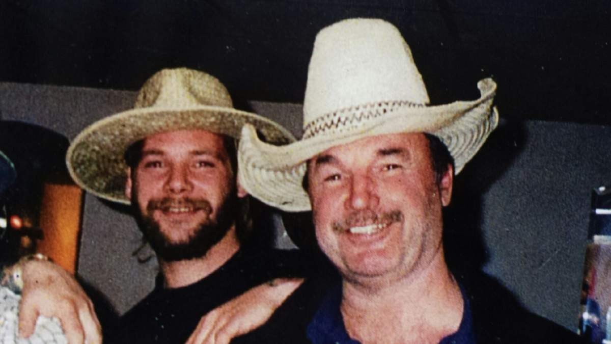 Jason Hardy (left) with his father John Hardy.