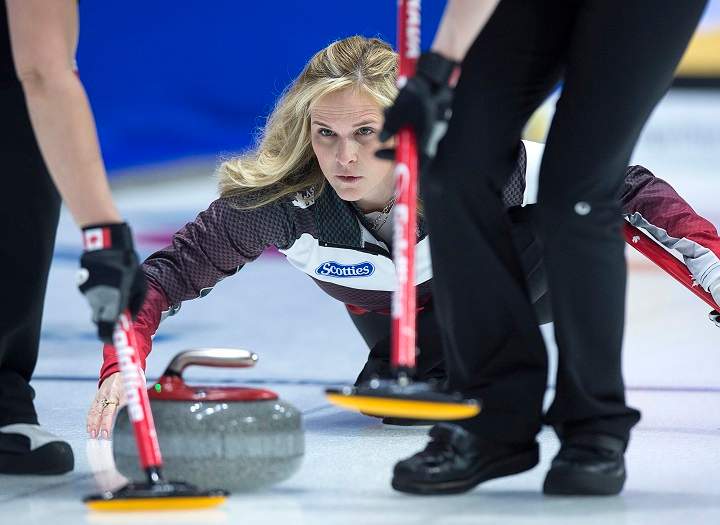 Team Canada skip Jennifer Jones at the 2019 Scotties Tournament of Hearts.