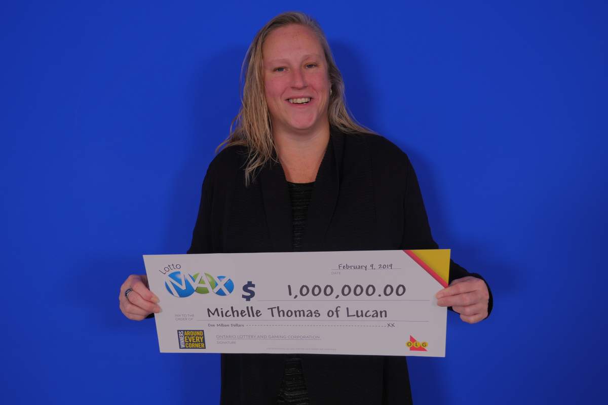 Michelle Thomas of Lucan, Ont., won a $1-million Lotto Max prize in a November 2018 draw.