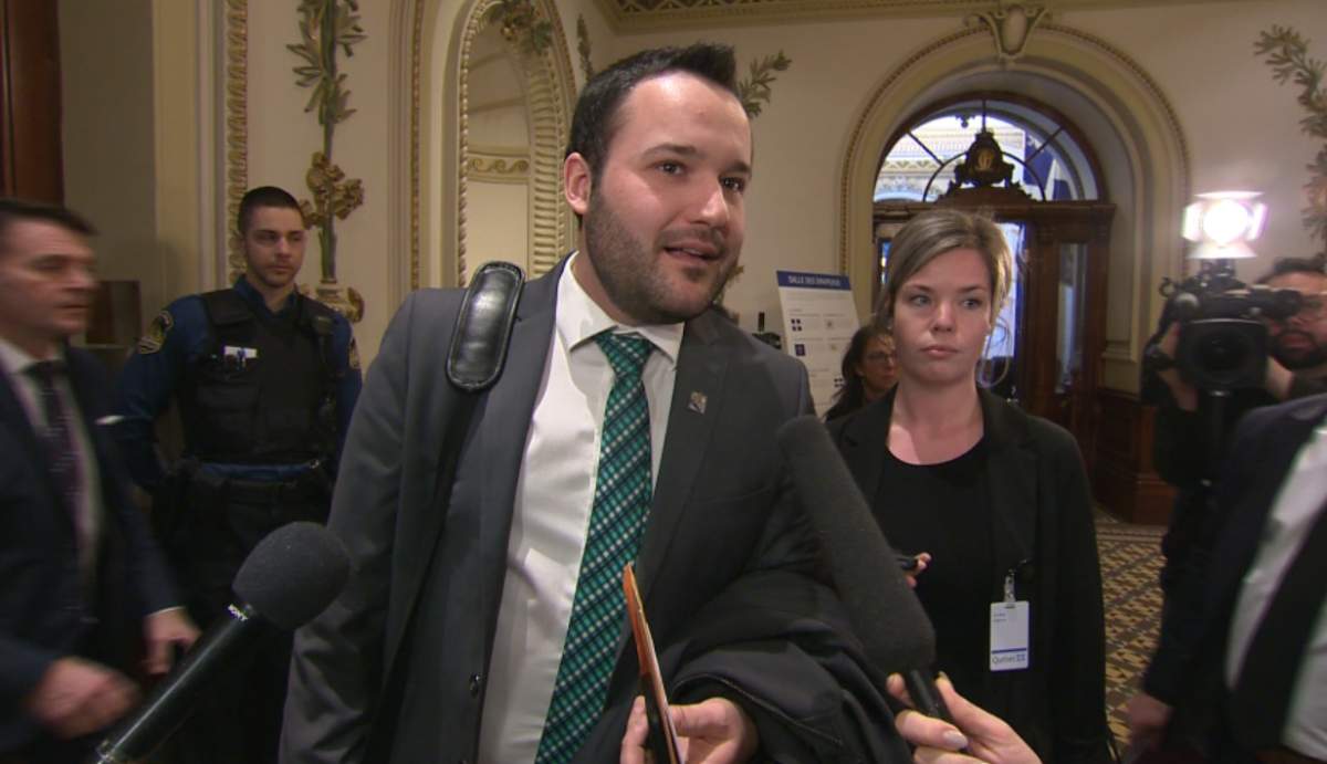 Family Minister Mathieu Lacombe said every MNA has the responsibility to set an example during question period. Thursday, Feb. 7, 2019. 
