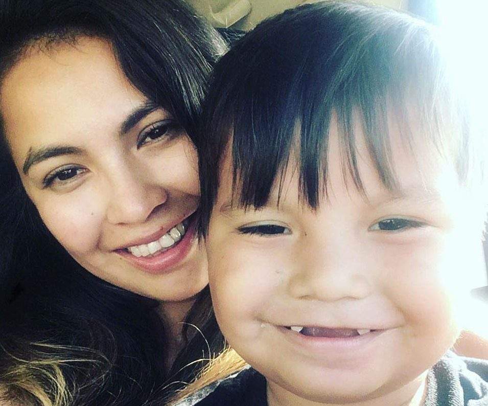 Tanner McLeod, 5, with his mother Miranda.