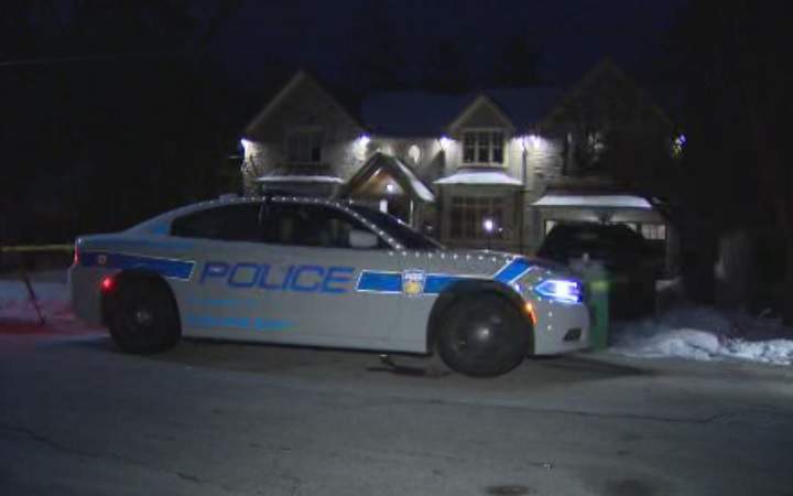 Peel police investigate a shooting in Mississauga near Hurontario Street and Indian Valley Trail on Feb. 19, 2019.