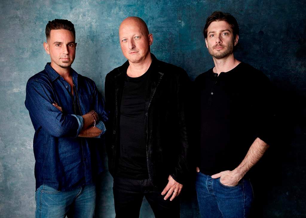 (L-R) Wade Robson, Dan Reed and James Safechuck pose for a portrait to promote the HBO/Channel 4 film ‘Leaving Neverland’ at the Salesforce Music Lodge during the Sundance Film Festival in Park City, Utah.