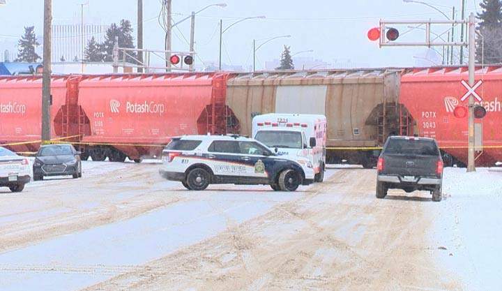 Police say there was a pedestrian collision involving a train in Saskatoon on Thursday, Feb. 28, 2019.