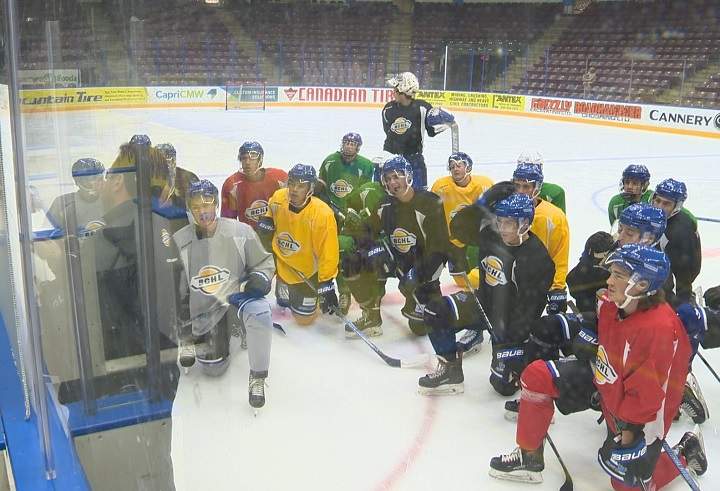 The Penticton Vees, seen here during practice, will play the Cowichan Valley Capitals in the first round of the BCHL playoffs.