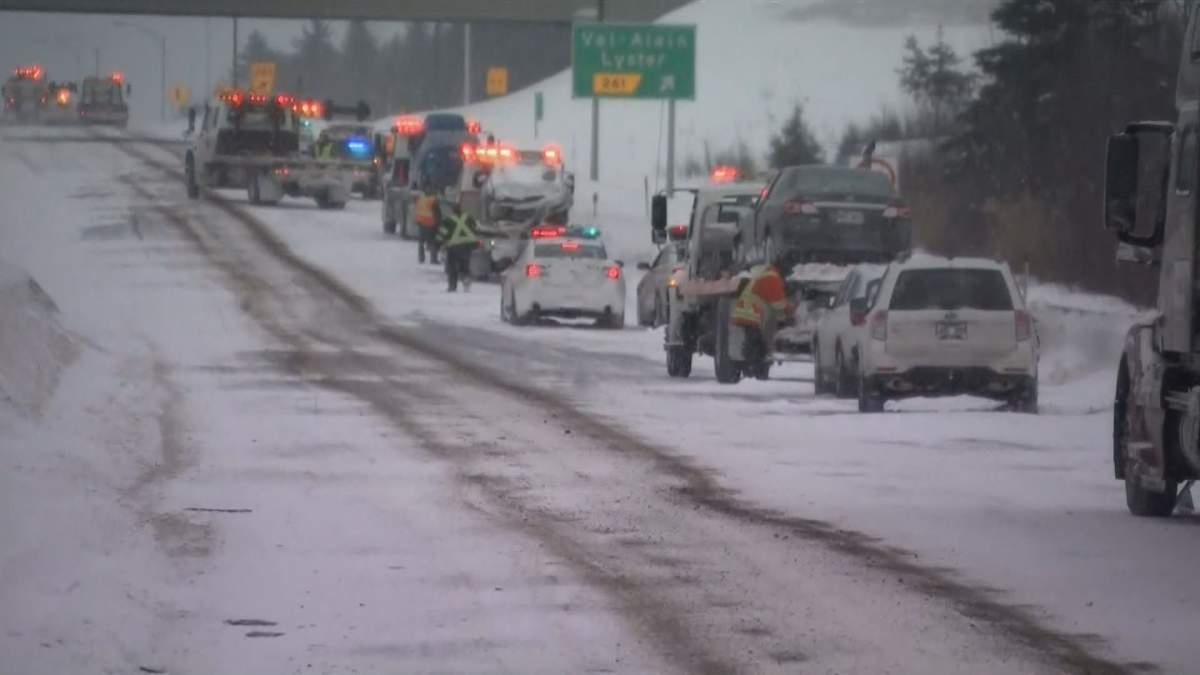 The pileup occurred around noon on Saturday on Highway 20 eastbound.