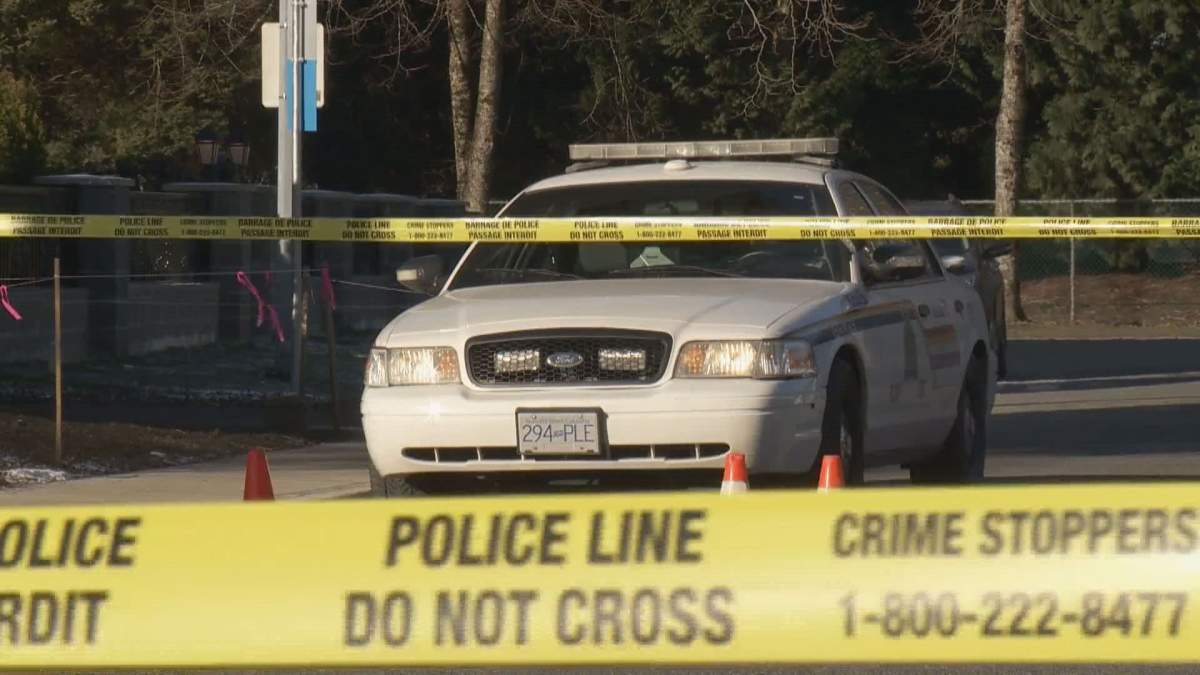 Richmond RCMP on scene at a home on Princeton Avenue Wednesday. Credit: Global News