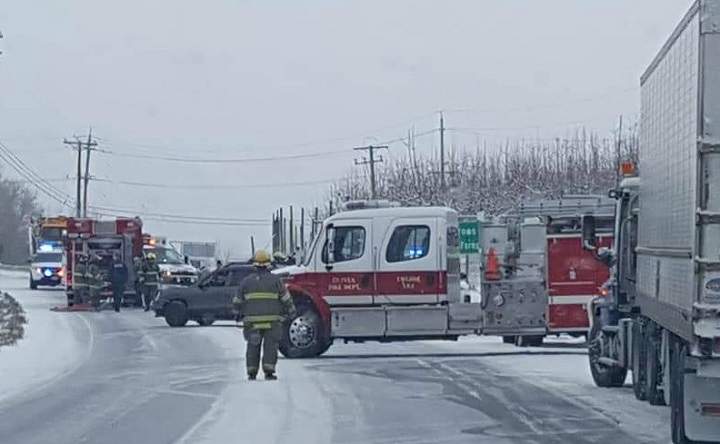 A two-vehicle collision on Highway 97 occurred near Oliver on Friday morning, killing one of the passengers.