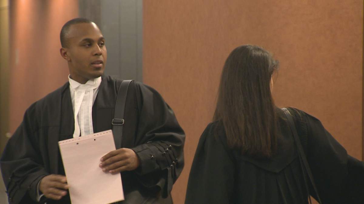The defence lawyers for the accused, Alexandre Bien-Aimé and Lauren Shadley, at the Montreal courthouse on Tuesday, Feb. 26, 2019.