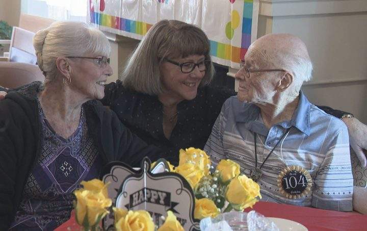 Patty Tetzlaff and Kathleen Nastiuk celebrated their father Clarence Hollingworth’s 104th birthday over the weekend.