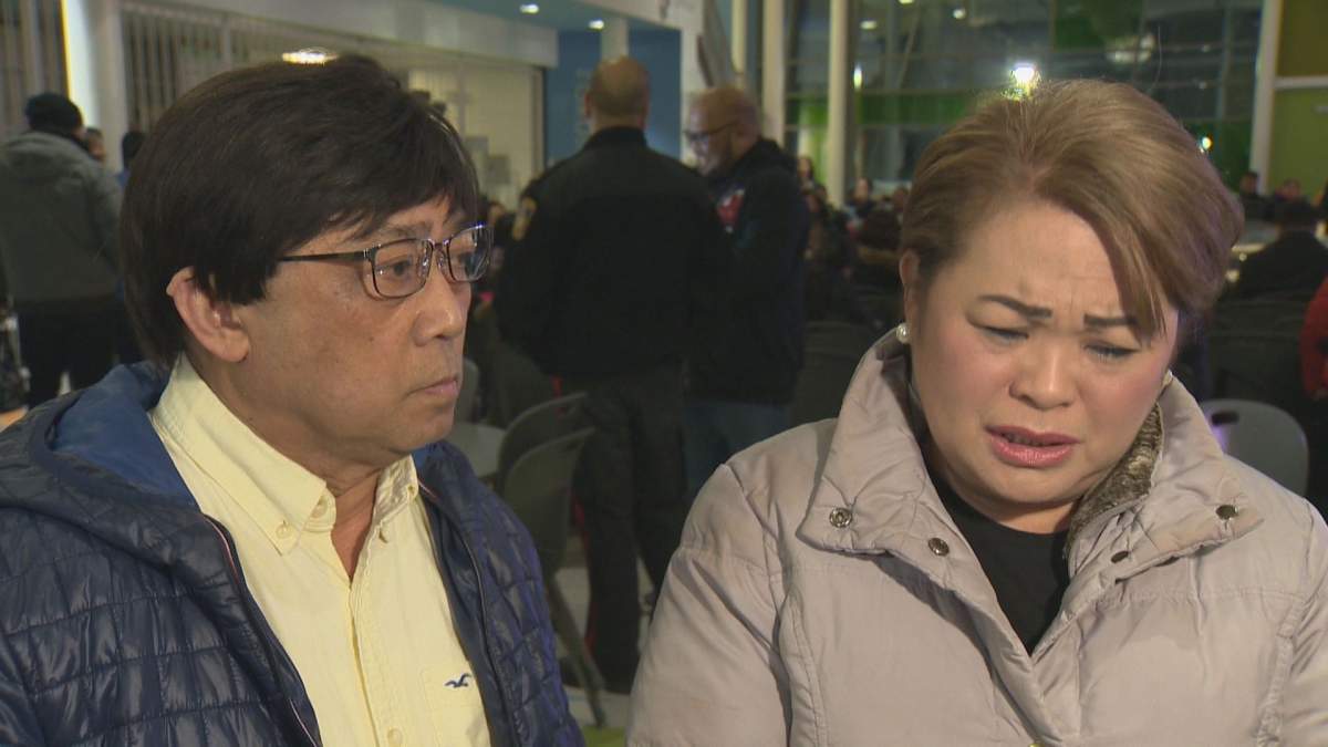 Jaime Adao Sr. and Imelda Adao speak about their son Friday night.