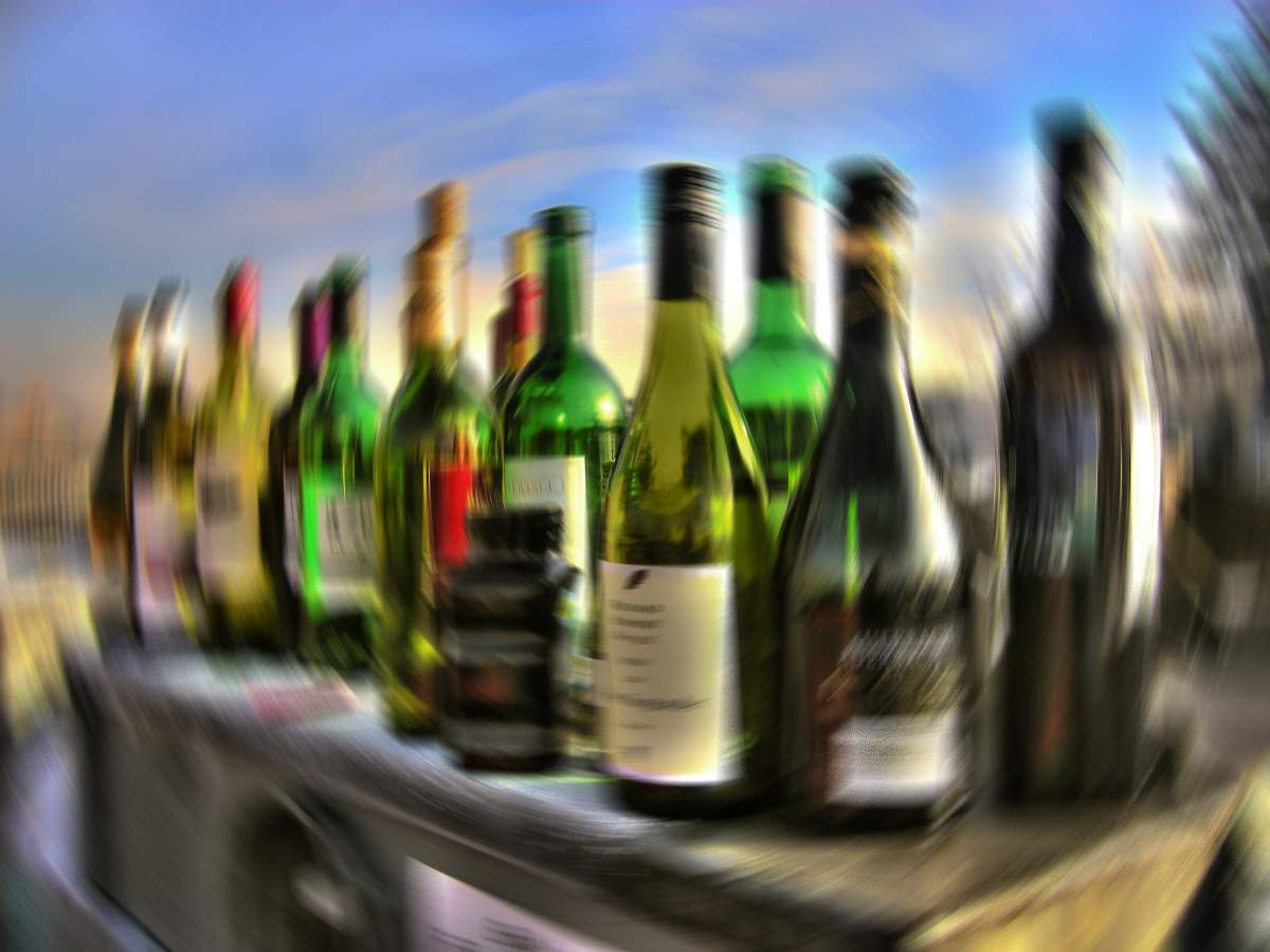 Several bottles of wine and spirits.