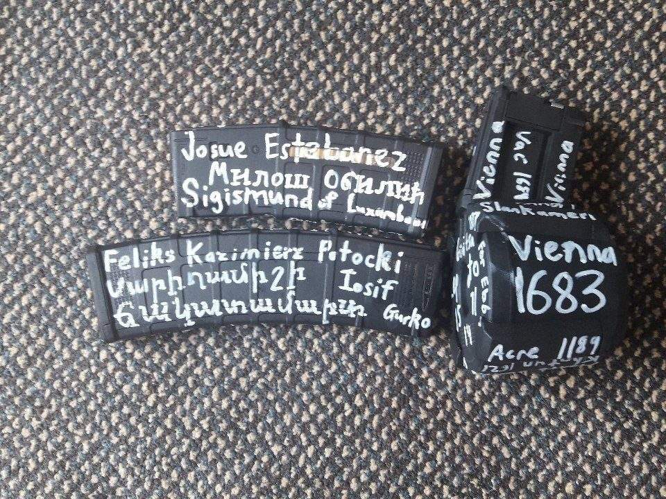 Ammunition cartridges are seen in this undated photo posted on Twitter on March 12, 2019 by the apparent gunman who attacked a mosque in Christchurch, New Zealand.