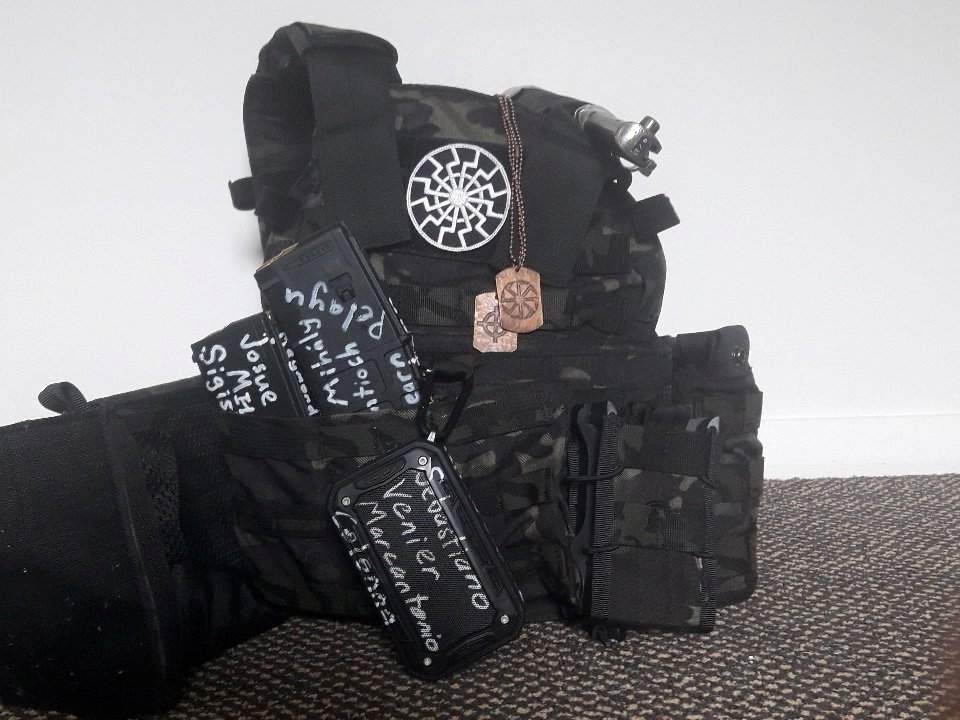A bulletproof vest and protection gear is seen in this undated photo posted on Twitter on March 12, 2019 by the apparent gunman who attacked a mosque in Christchurch, New Zealand.
