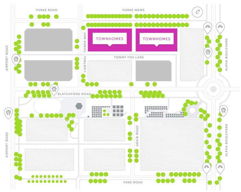 Map of the area in Blatchford where the townhomes will be built.