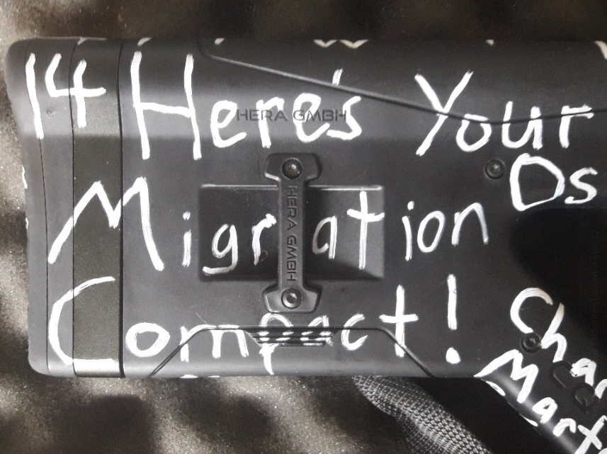 An inscription is shown on a weapon allegedly used in the killing of 49 Muslims in Christchurch, New Zealand, on Mar. 15, 2019.