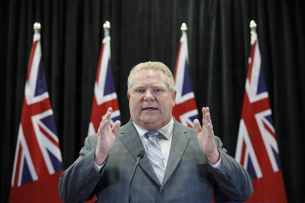 Ontario Premier Doug Ford speaks during a press conference at Queen's Park to address the findings of the Integrity Commissioner's Report, in Toronto, Wednesday, March 20, 2019.