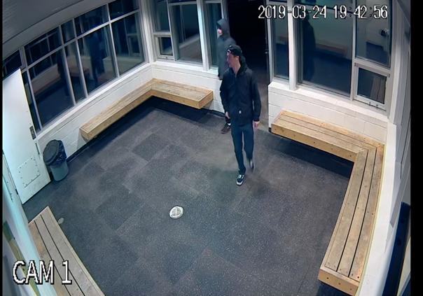 Police in Cobourg released this image in their investigation into vandalism at a bus shelter.