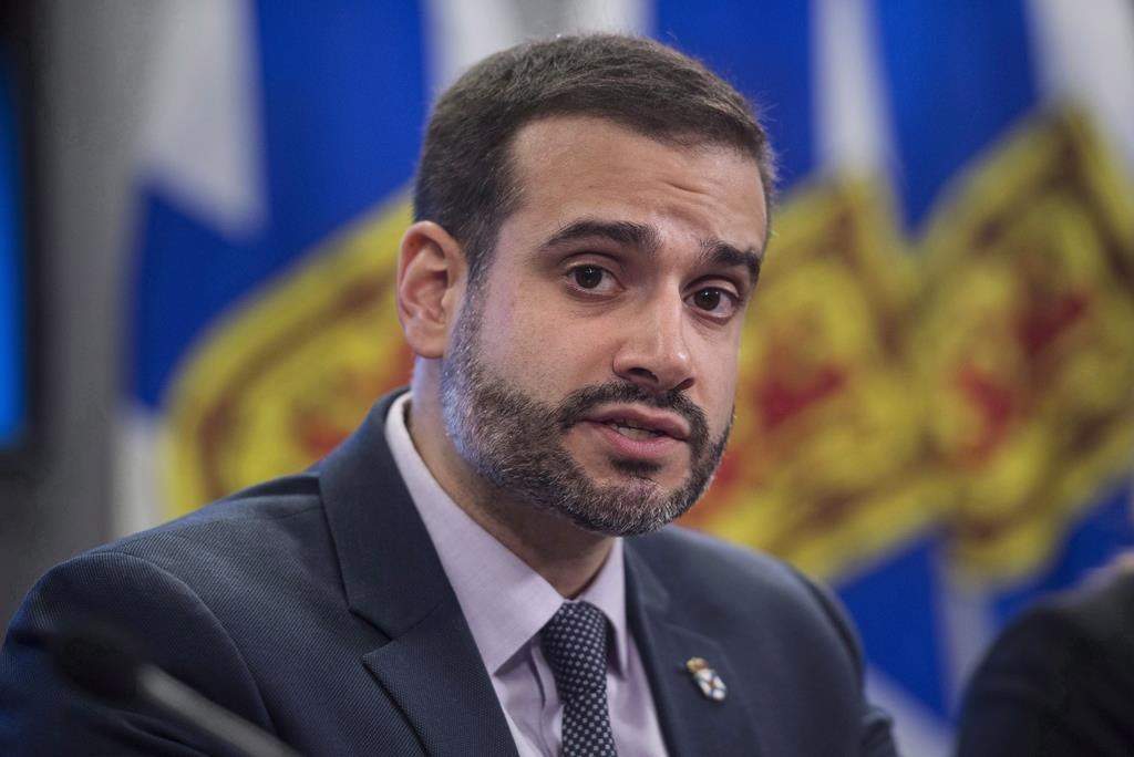 Nova Scotia Education Minister Zach Churchill speaks during a press conference in Halifax on January 24, 2018.