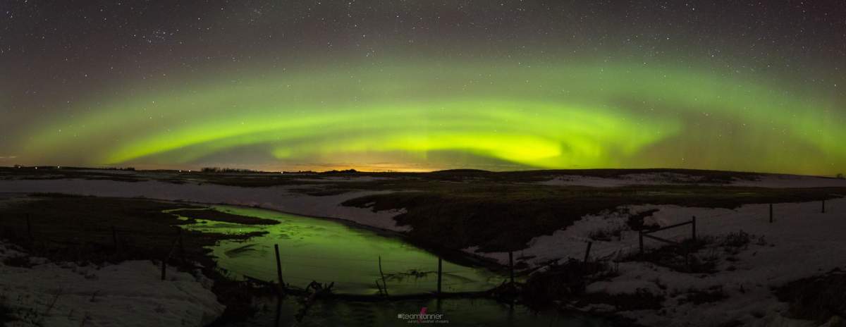 Northern Lights near Alix, Alta. on March 28, 2019.