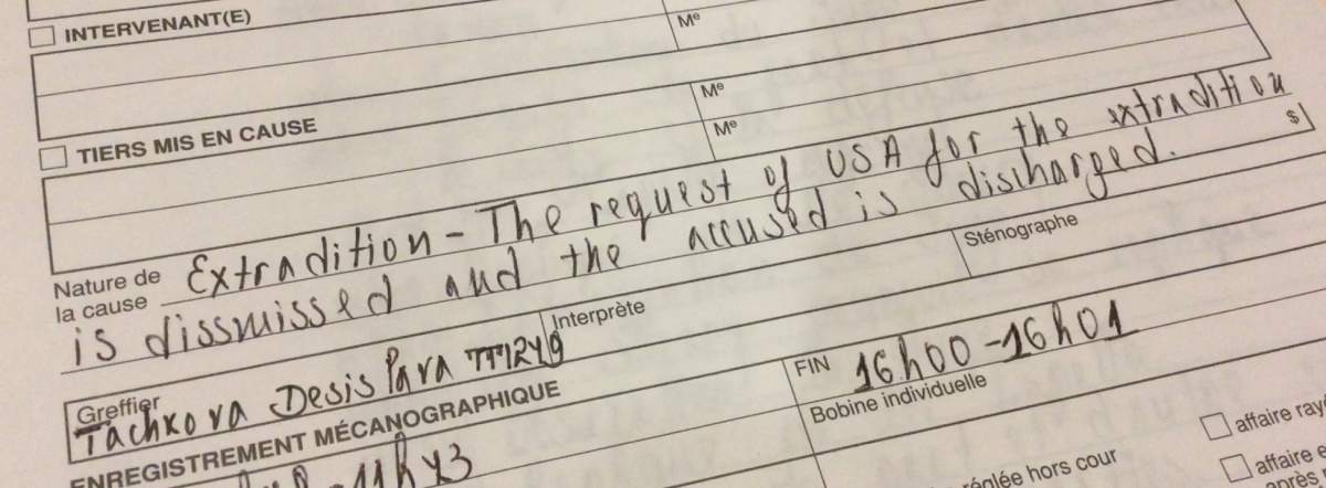 A court document dismissing the initial request for Adesanya Prince’s extradition to the U.S.