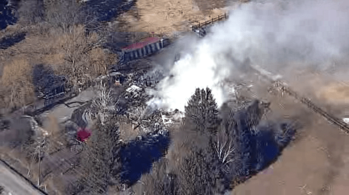 One man has been taken to hospital with serious burns following a large house fire in Durham Region.