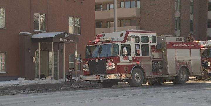 Crews responded to a fire in downtown Calgary on Sunday.