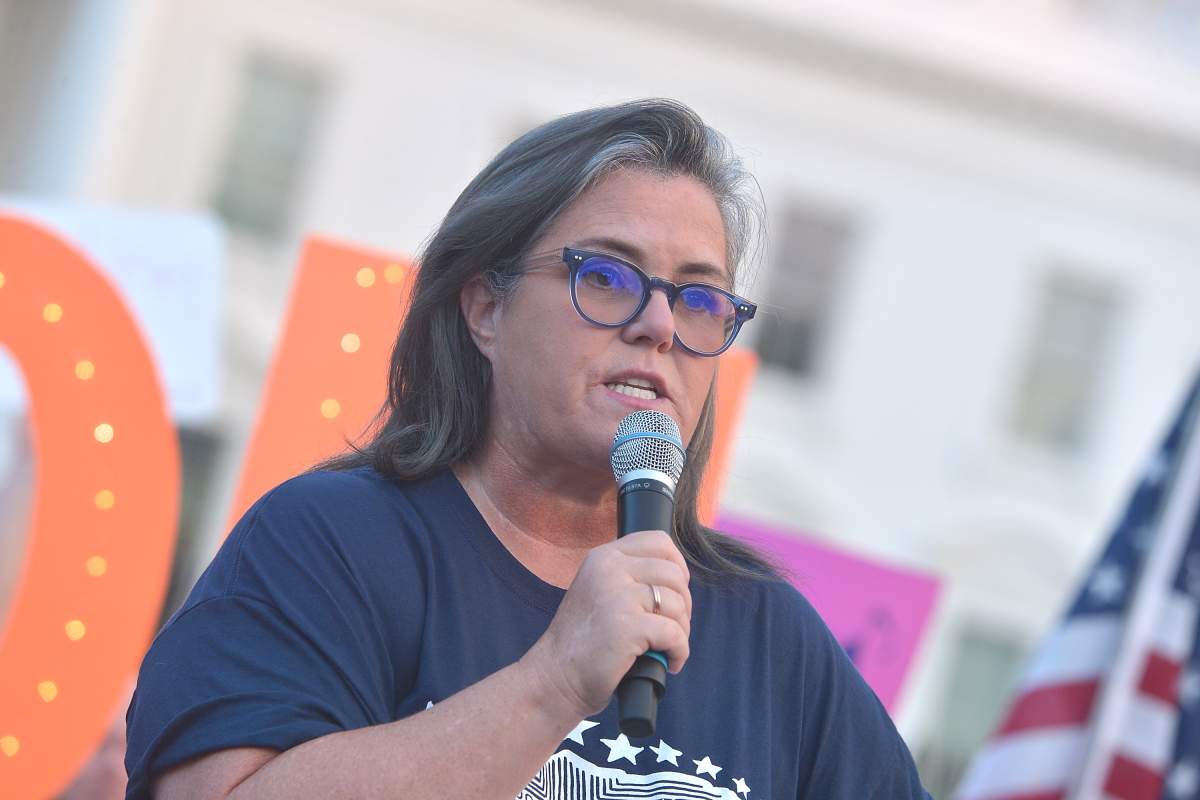 Rosie O'Donnell speaks at the #KremlinAnnex singing protest in front of the White House on August 6, 2018, in Washington, D.C. 