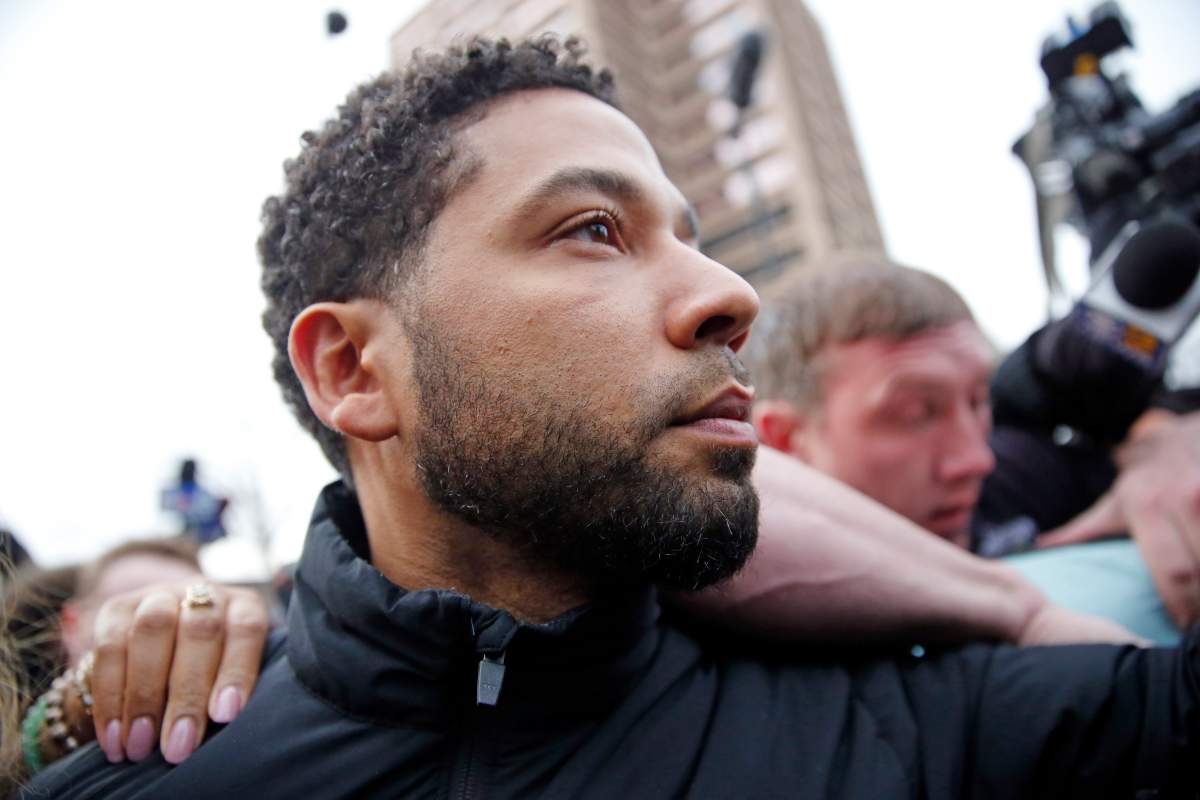 'Empire' actor Jussie Smollett leaves Cook County jail after posting bond on Feb. 21, 2019 in Chicago, Illinois.   