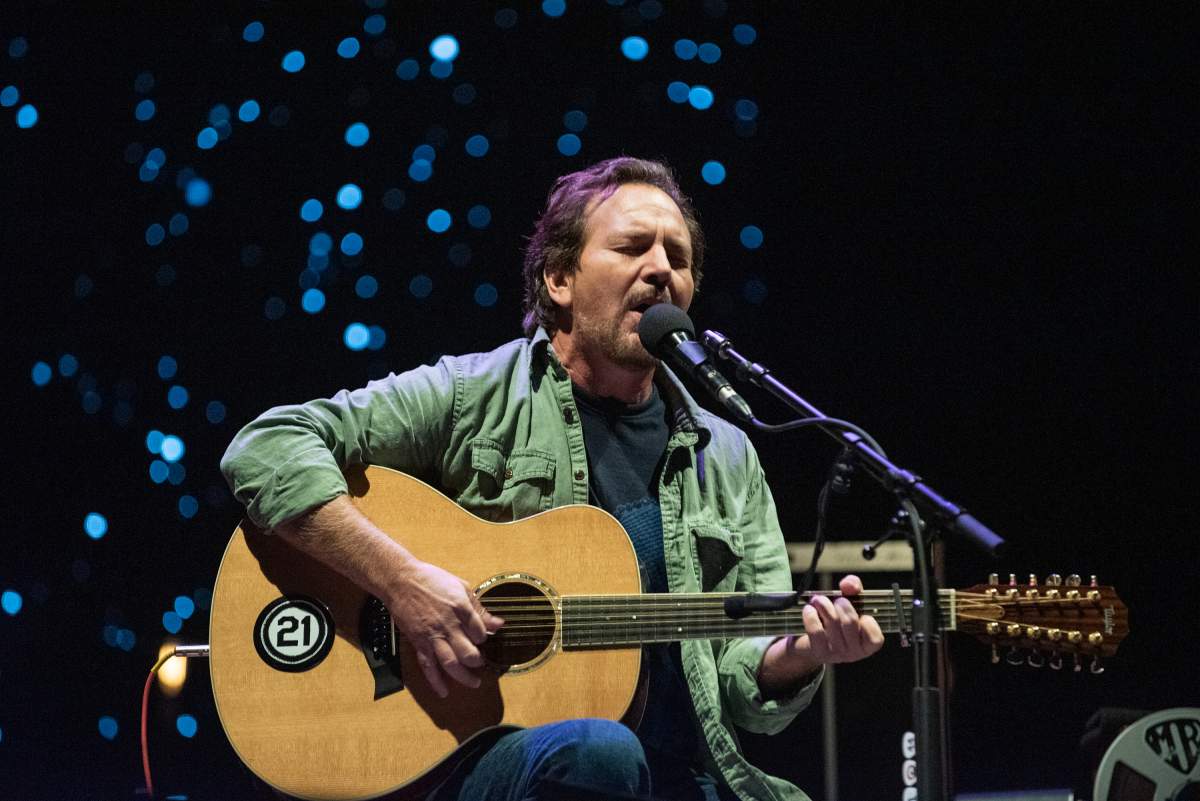 TEMPE, ARIZONA – MARCH 03: Singer, guitarist and songwriter Eddie Vedder of Pearl Jam performs live on stage during Innings Festival at Tempe Beach Park on March 03, 2019 in Tempe, Arizona.