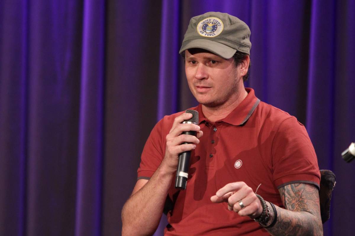 Tom DeLonge speaks onstage at A Conversation With Tom DeLonge at The GRAMMY Museum on Oct. 13, 2015, in Los Angeles, Calif.