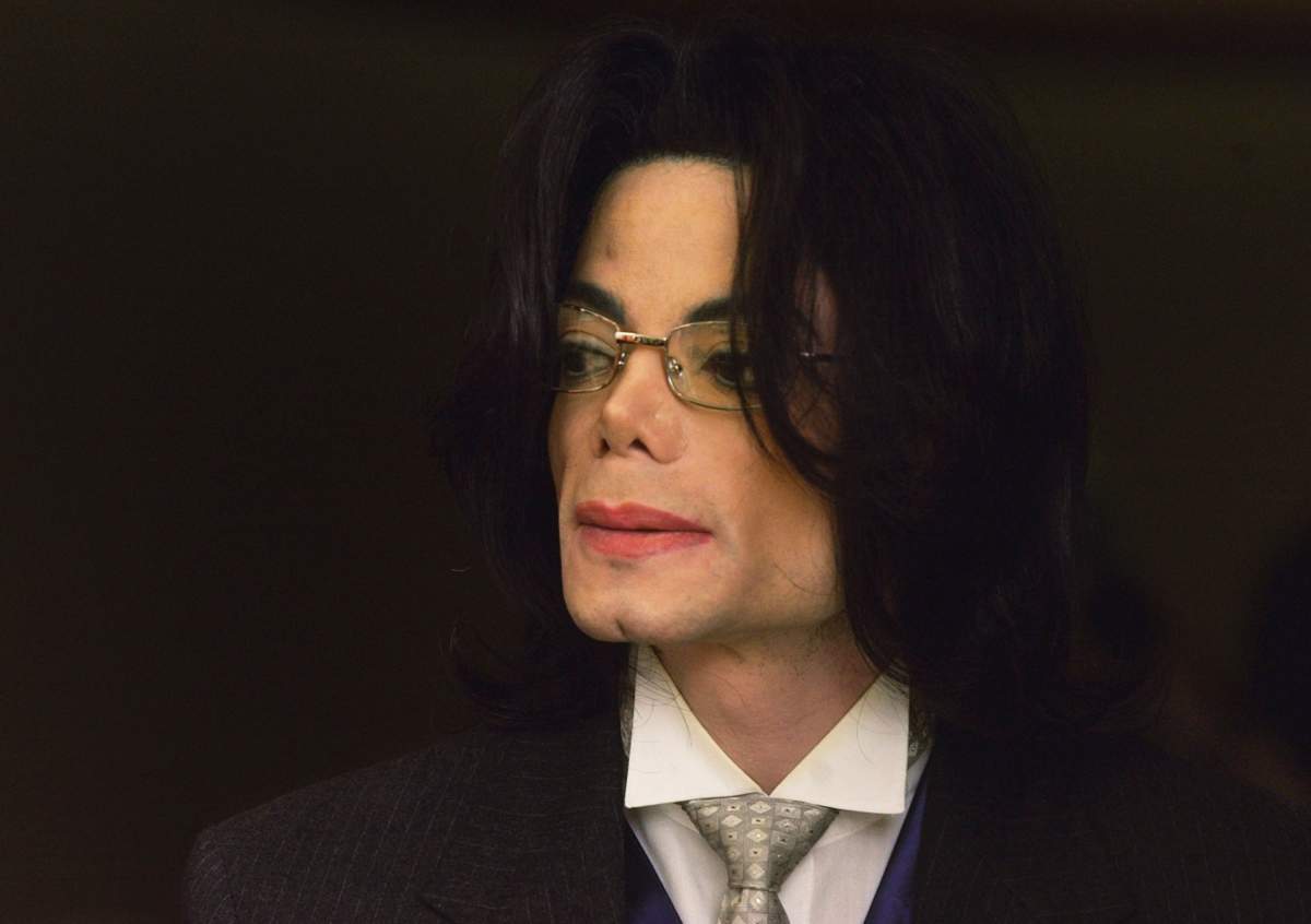 Michael Jackson appears outside the courtroom at the Santa Maria Courthouse during a break in his child molestation trial May 23, 2005, in Santa Maria, Calif.